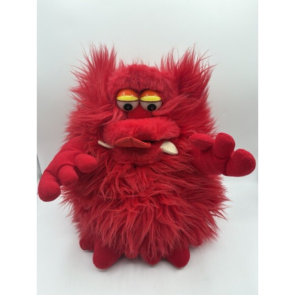 Vintage Raz Furbles Red Plush Monster Hand Puppet 14" 1987 Yang Jee - Picture 10 of 10